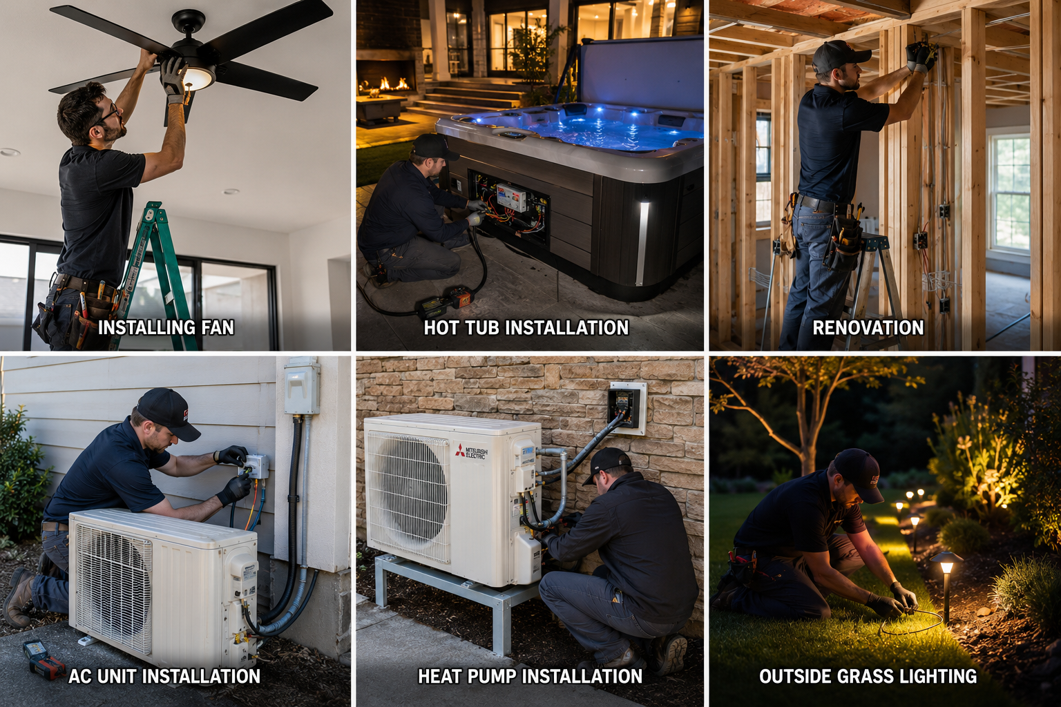 Guru Electric provides professional electrical services for homes and businesses, including: • Ceiling Fan Installation • Hot Tub Wiring & Installation • Electrical Renovation Work • AC Unit Installation • Heat Pump Installation • Outdoor Landscape & Grass Lighting Our licensed electricians deliver safe, reliable, and high-quality workmanship for every project.
